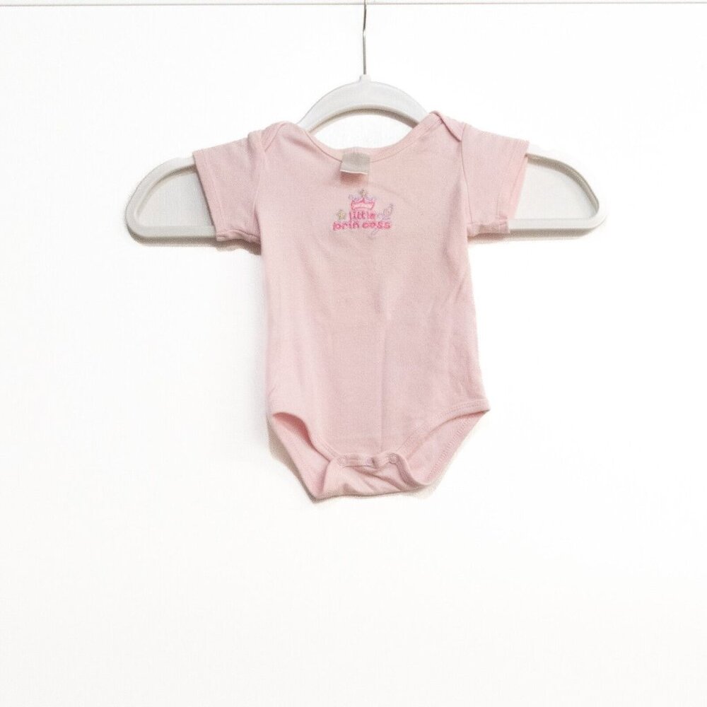 Broadway Baby Girls Pink Cotton Little Princess Embroidery Snap 0-6M